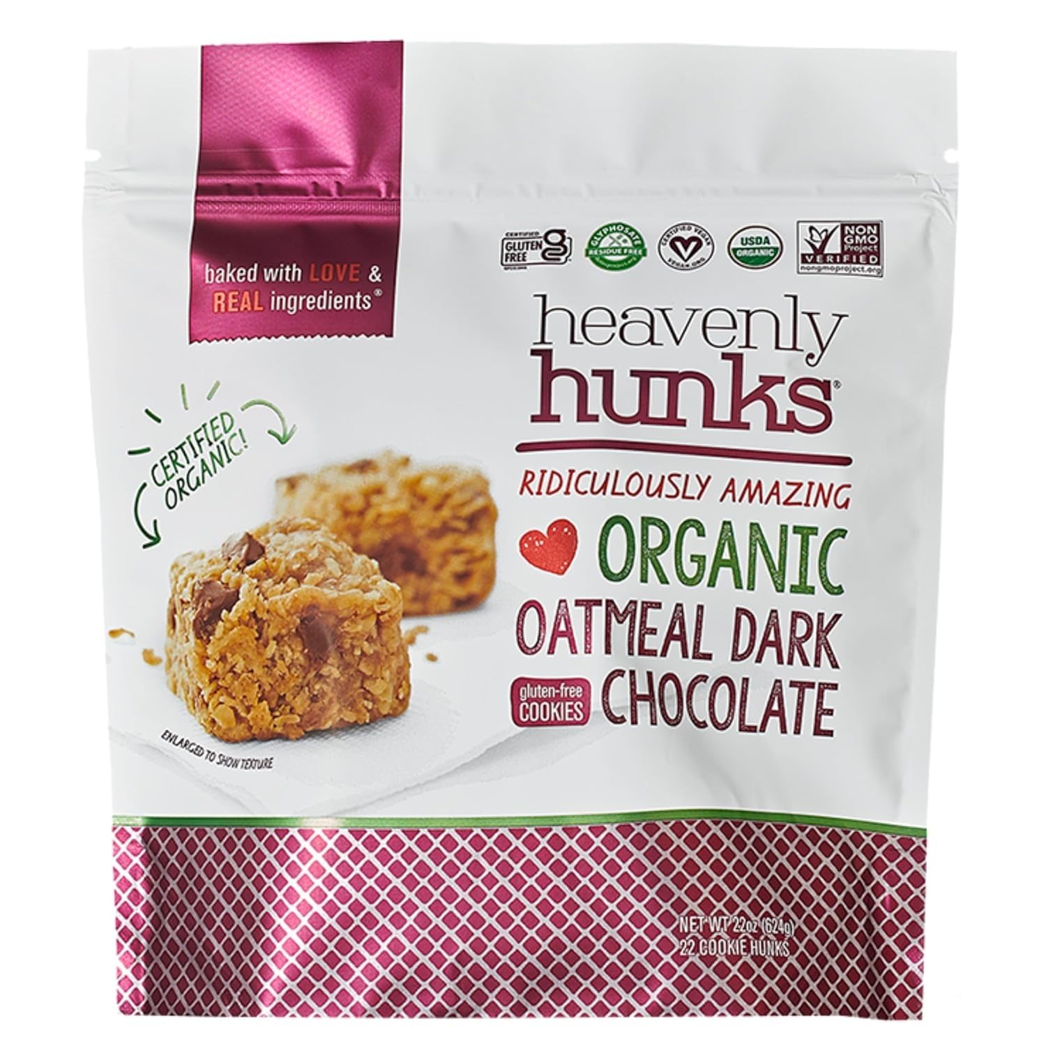 Heavenly Hunk Organic Oatmeal Dark Chocolate Chip - 22oz Bag
