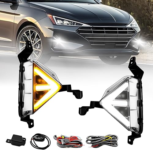 Miniatura 15 de Compatible con luces antiniebla Hyundai Accent 2012-2017 con DRL y intermitente, kit completo con interruptor y arnés (versión LED)