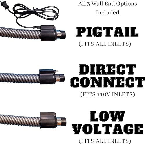 Miniatura 3 de Superhose - Manguera de vacío central universal de doble voltaje, manguera central extra larga con enchufe de coleta, conexión directa y bajo