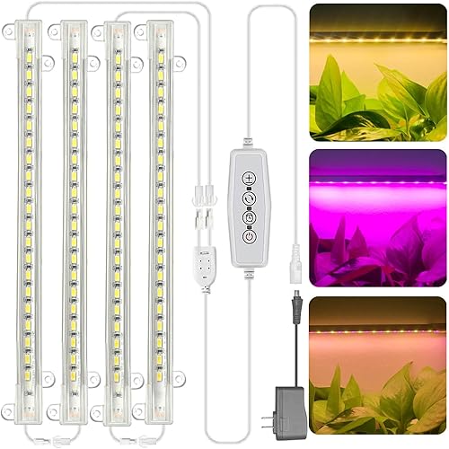 Luz de cultivo para plantas de interior Abonnyc 96 LED tiras de luz de cultivo de plantas de 10 pulgadas, luz blanca cálida y luz roja, espectro