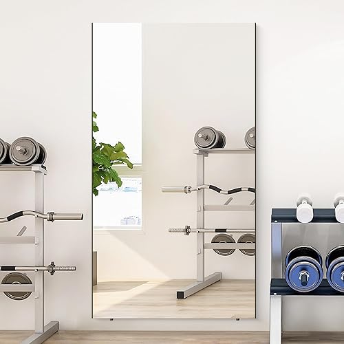 Miniatura 5 de Brisafe Espejo de longitud completa de 71 x 40 pulgadas, de gran tamaño, de pie inastillable, nano-película de 0.002 in, ultraligero para gimnasio,