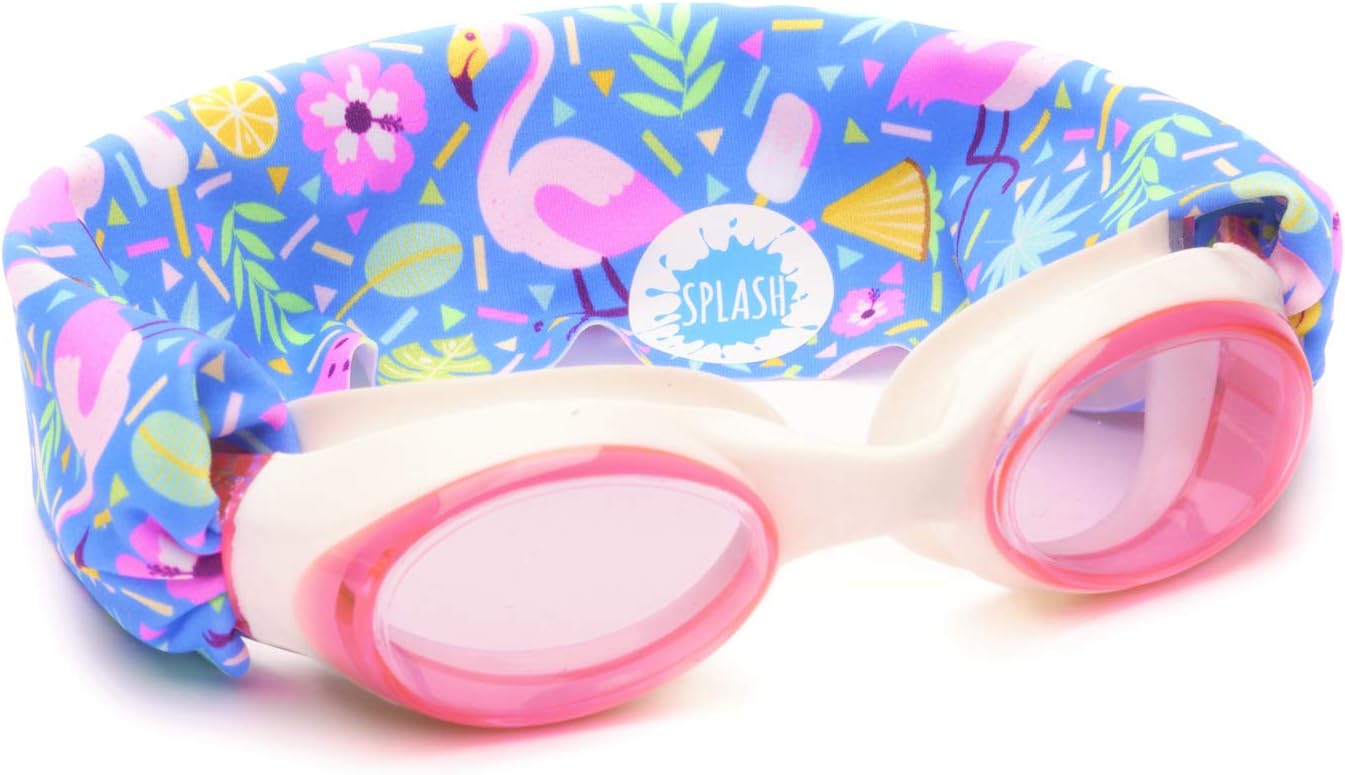 SWIM GOGGLES with Fabric Strap - Adult & Kids Swim Goggles - PINKS & PURPLES