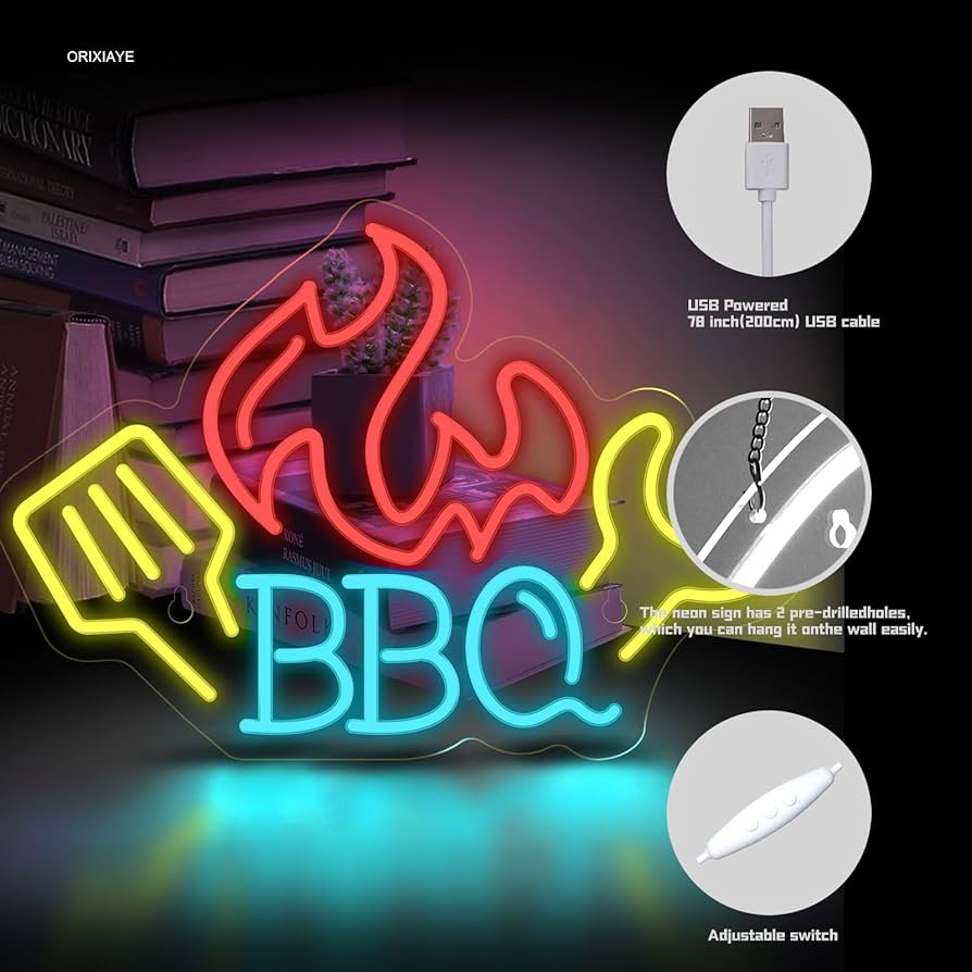 Amazon.co.jp: BBQネオンサイン 壁装飾 バーベキュー レストラン