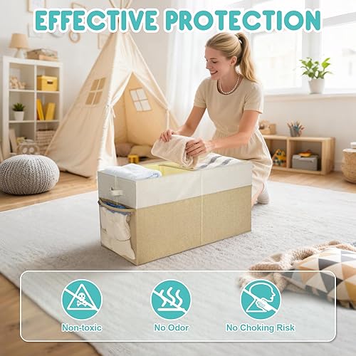 Miniatura 7 de BALEINE Fabric Storage Bins with Lid, Collapsible Extra Large Storage Boxes Bins Baskets with Divider for Home Organizing (25"x13"x16", Grey)