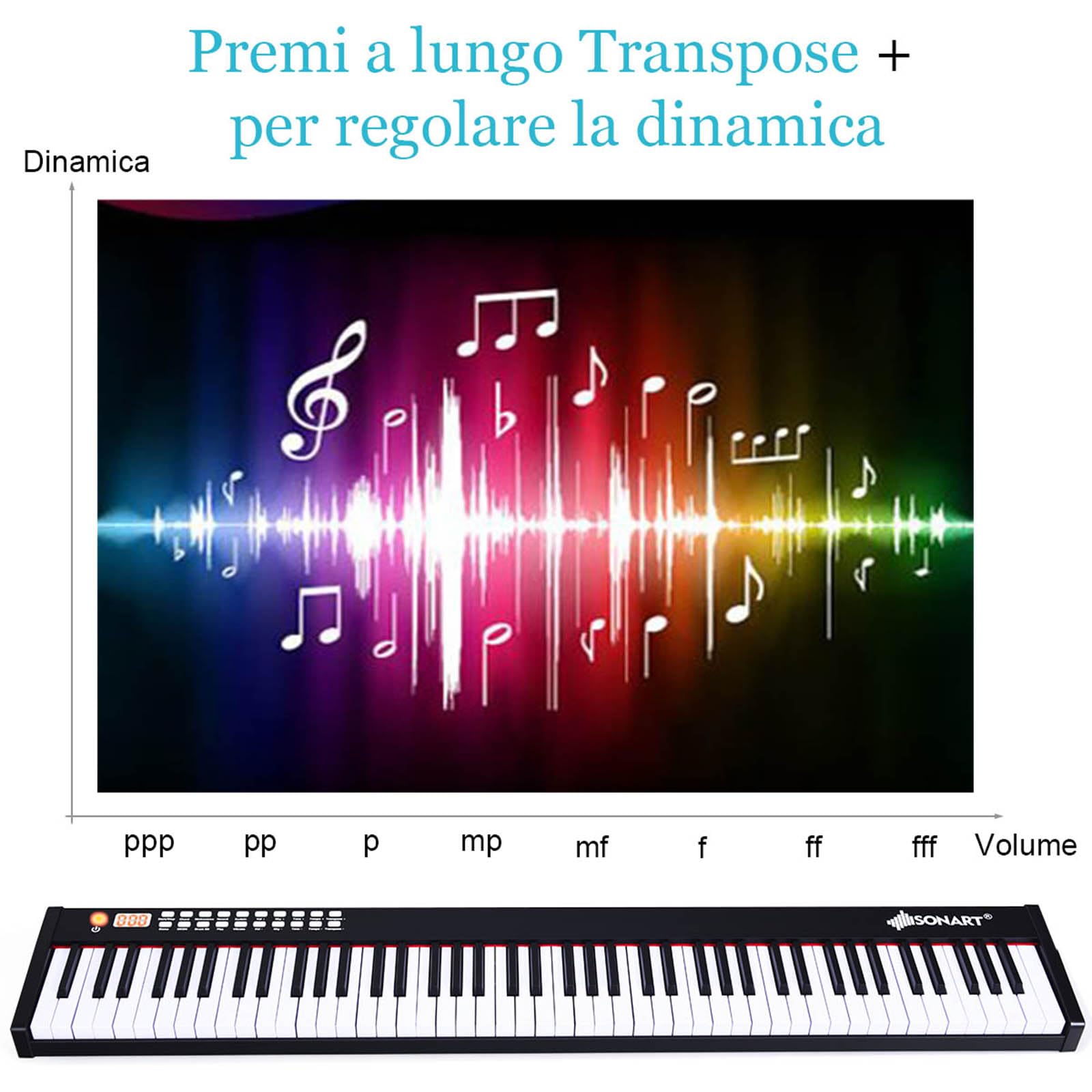 COSTWAY Pianoforte Digitale 88 Tasti, Tastiera Elettronica con Custodia Borsa, Pianola Elettronica con 128 Ritmi e Toni, MIDI e Funzione di APP Bluetooth, per Principianti (Nero)