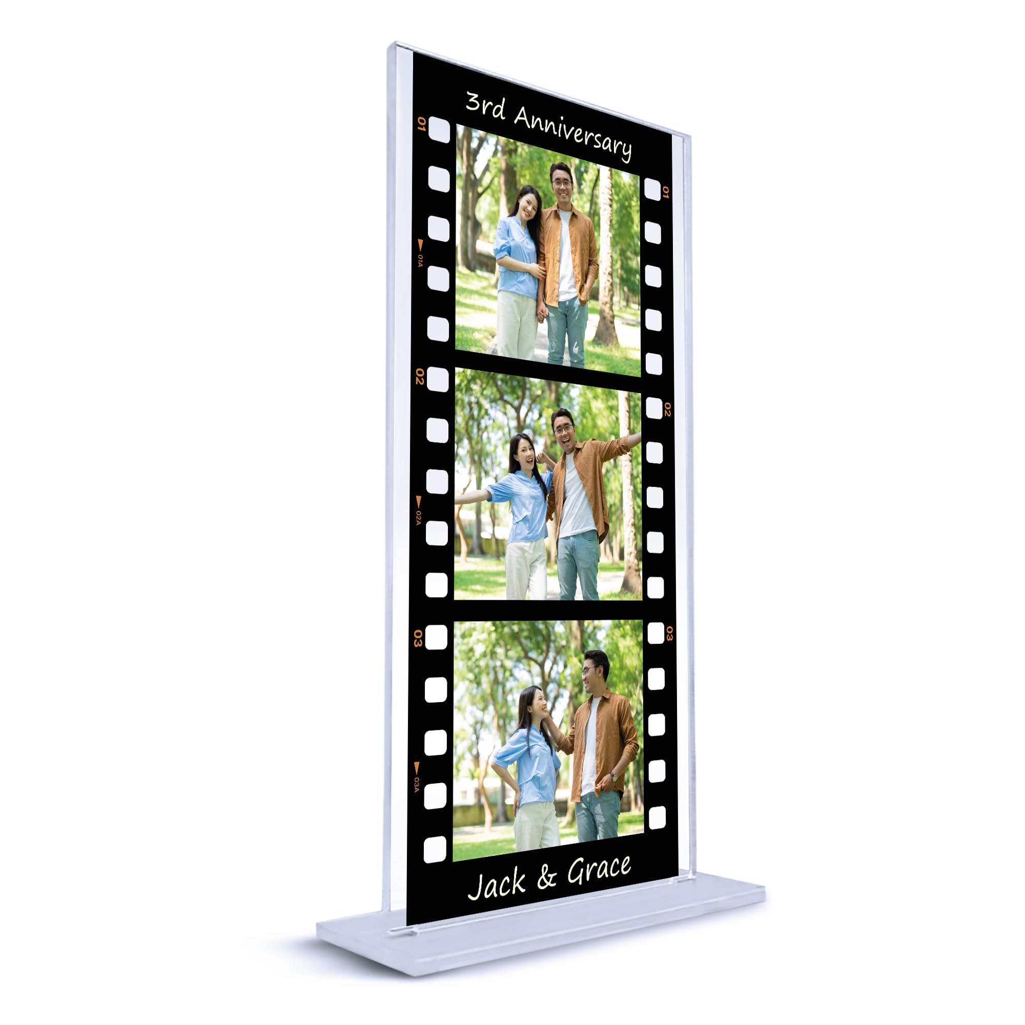 Red Ocean Personalised Gift For 1st 2nd 3rd 5th 10th 20th 40th 50th Anniversary, Retro Photo Collage Plaque Gift For Husband Wife Photo Gift For Him Her, Couple Gift For Anniversary (3rd Anniversary)