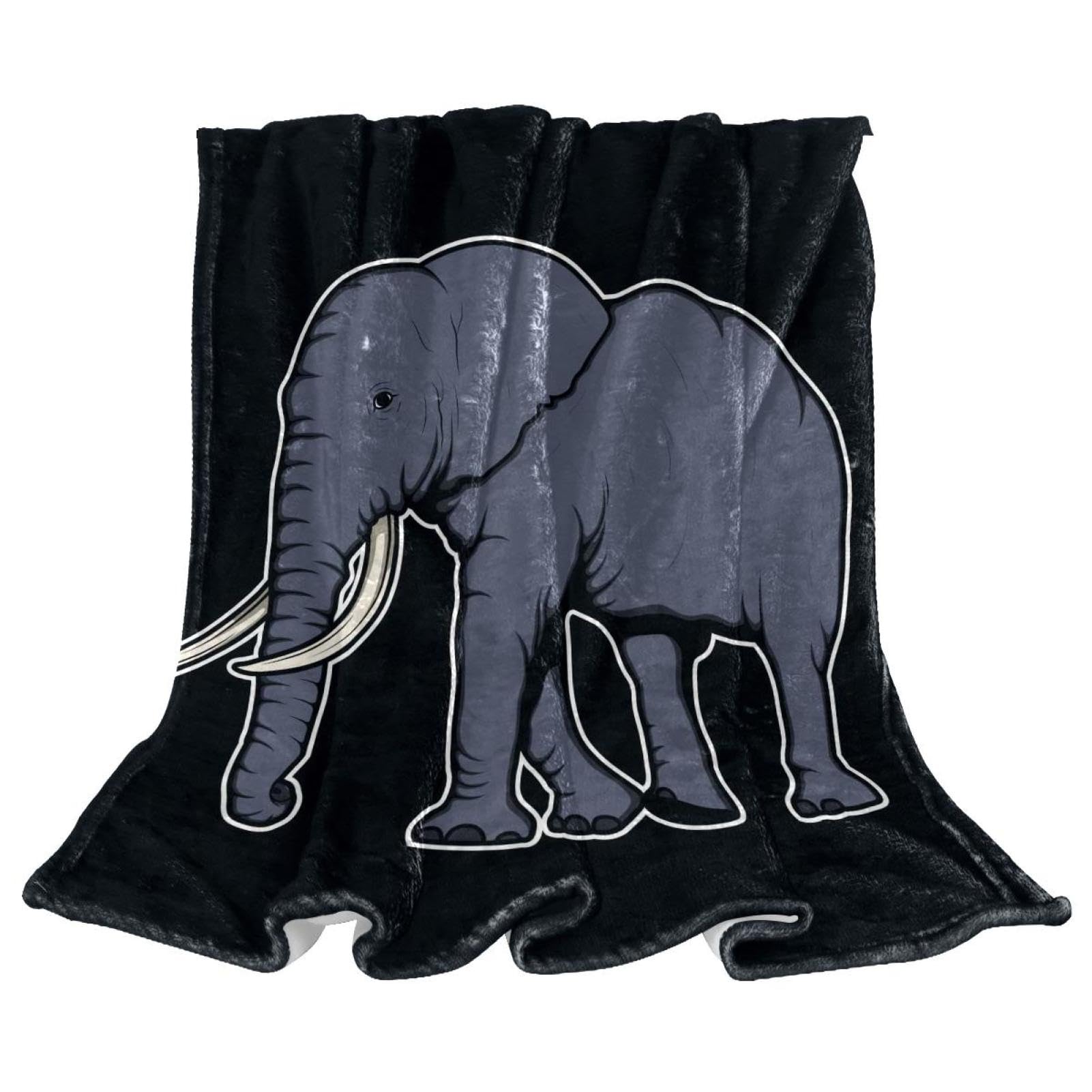 Couverture polaire éléphant plaid microfibre chaude jeté de canapé 150x130