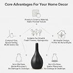 Black Ceramics Bud Vase Handmade Minimalism Small Flower Vase Vintage Decorative Vase Mini Bud Vase for Table Centerpieces Wedding Party Home Office Decor