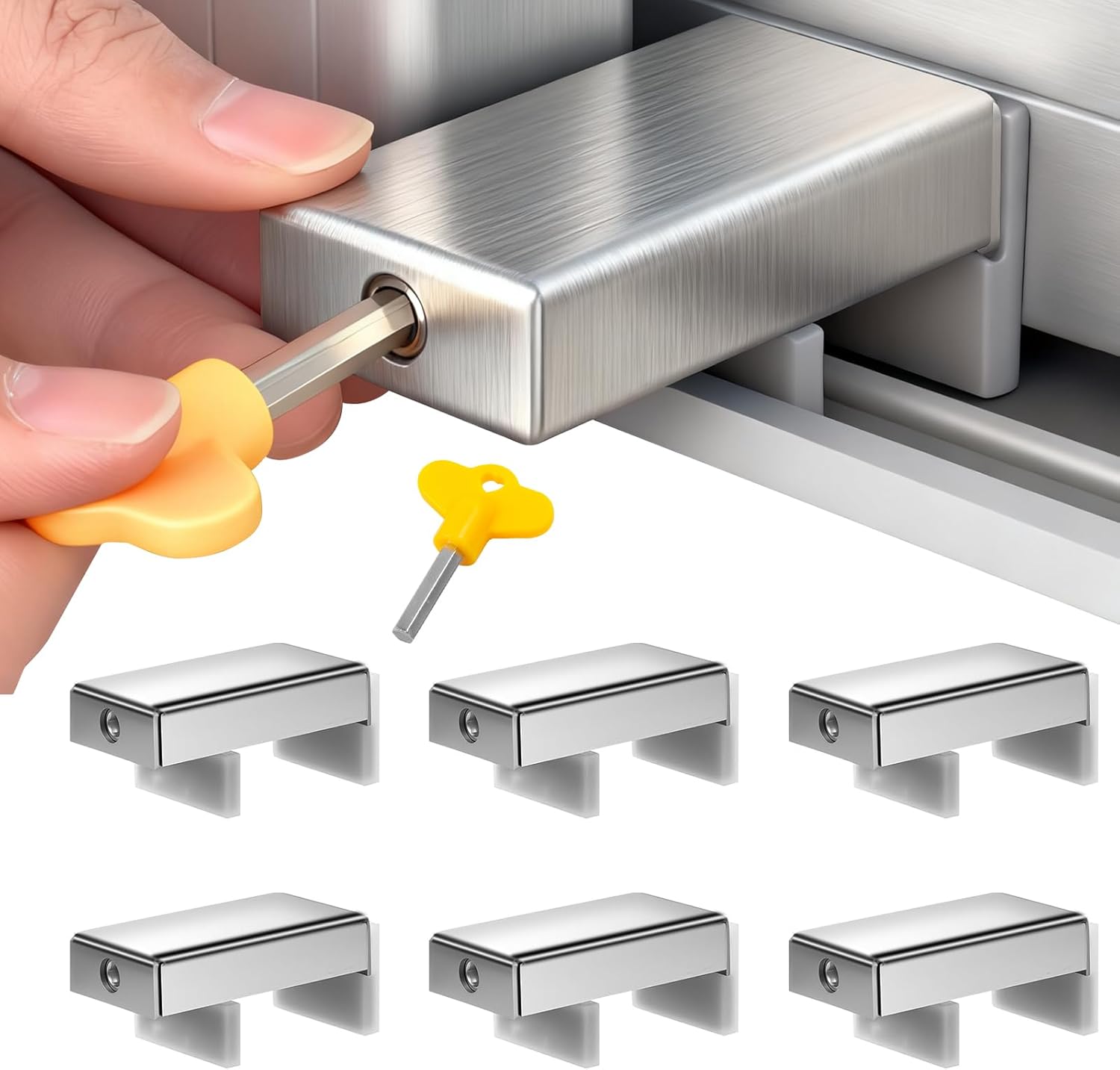 10 Sets Sliding Window Locks, 0.66'' to 1.65'' Adjustable Width Stainless Steel Window Safety Locks, Window Guards Latch Stoppers for Children Vertical and Horizontal Sliding Windows (10PCS)