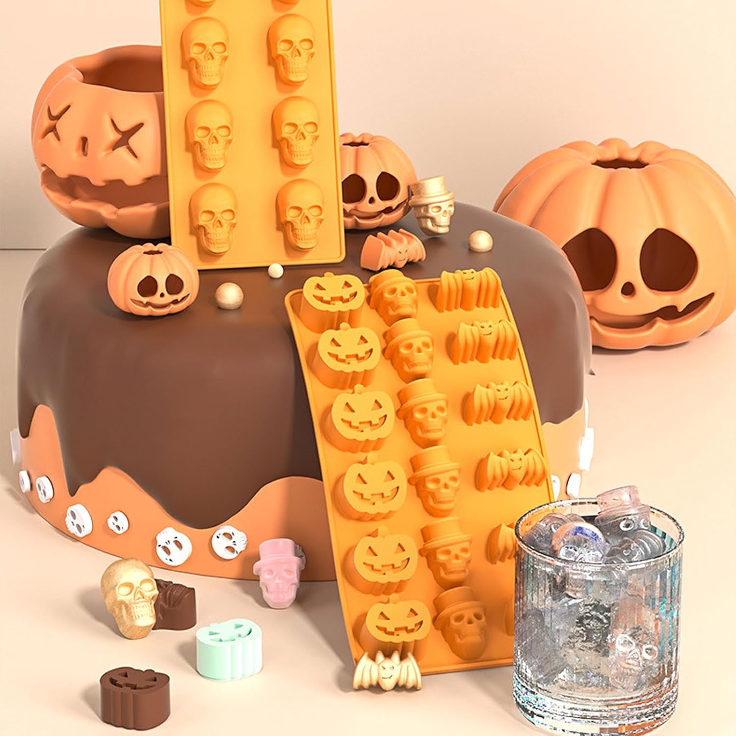 Halloween Candy Molds 3D Silicone Chocolate Mold for Trick or Treat