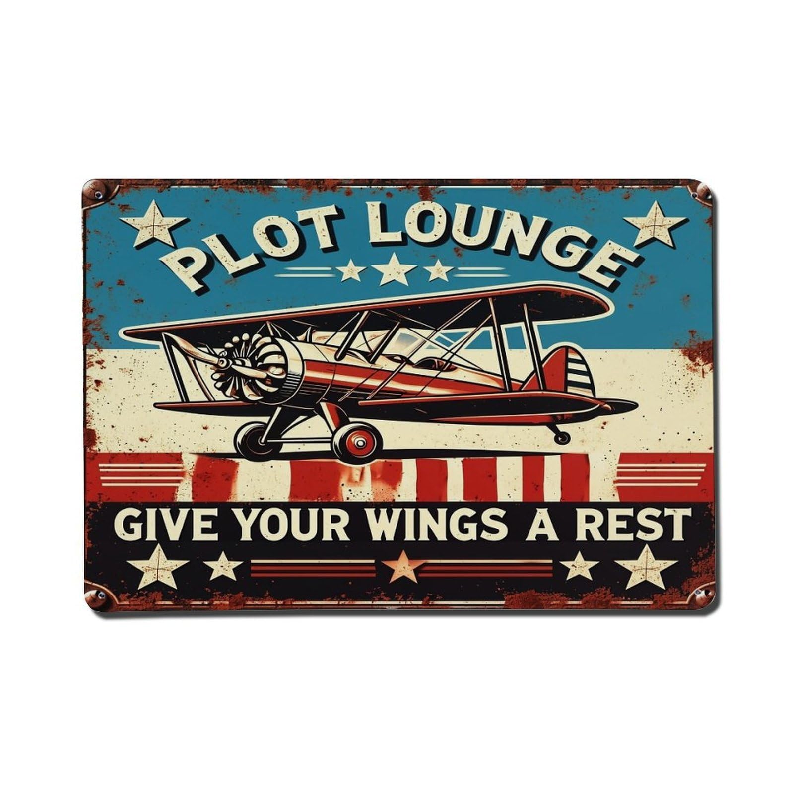 Jdfenggu Vintage Airplane Sign Design Retro Metal Tin Sign, Metal Poster For Bar, Home, Man Cave, Kitchen, Laundry Room Art Decor 8X12 Inch