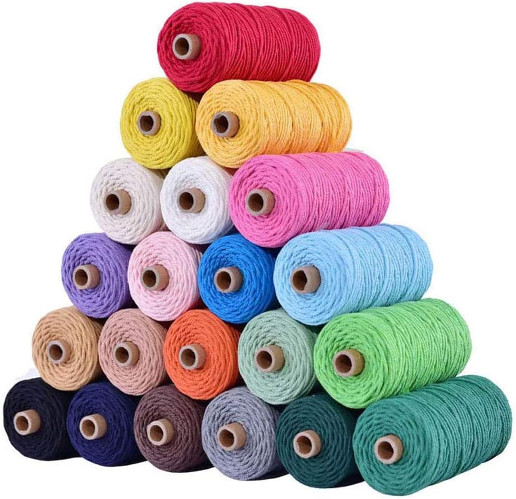 Ann Bully Colorful 3mm Macrame Cord DIY Natural Yarn Macrame Rope 3mm Macrame Supplier Macrame Twine Macrame String Arts for DIY Crafts Wall Plant Hanger Craft Dream Catcher Supplies 100M (Wine red)