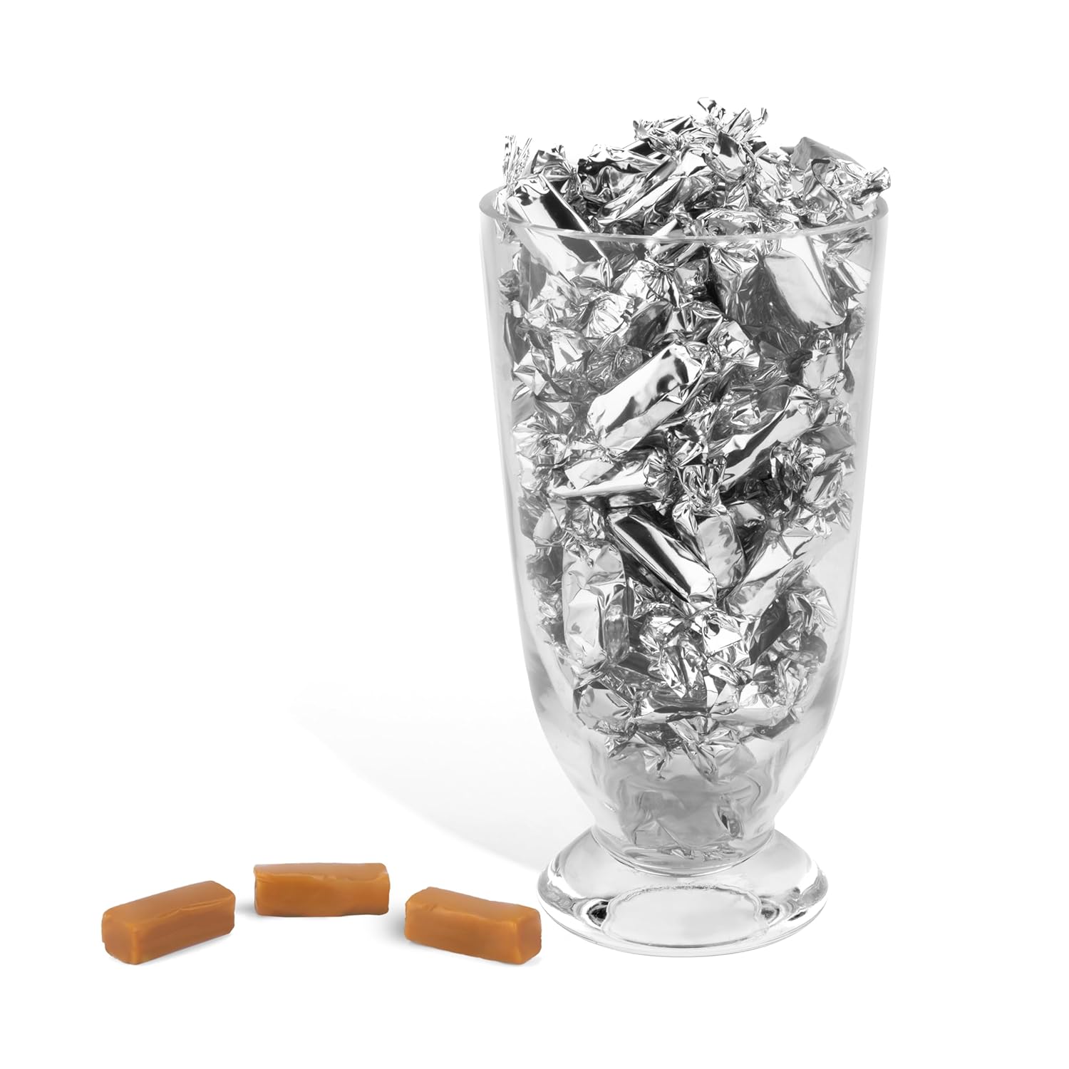 Candy Envy - Individually Wrapped Caramels - Silver Wrapper - 12 Bags (Casepack) Bulk Silver Candy