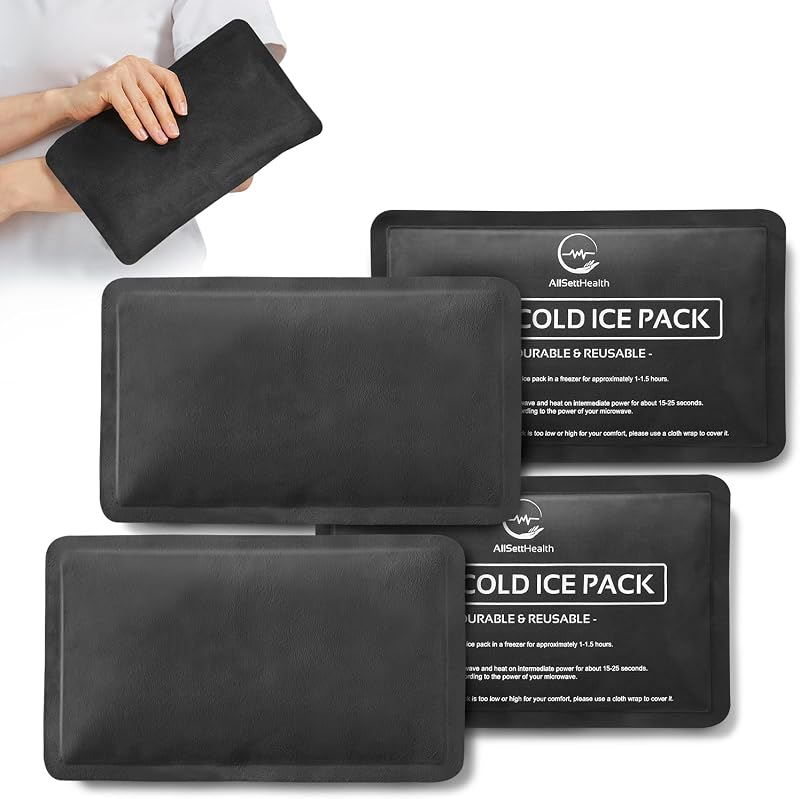 Reusable Gel Ice Packs for Injuries, Soft Fleece Pack for Knee and Back | Velvet Soft Touch, Gentle for Sensitive Skin, Travel-Friendly, Relief for Swelling and Cramps, Black