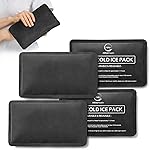 4 Pack Reusable Ice Packs for Injuries - Soft Ice Pack with Velvet Soft Fleece Fabric | Flexible Hot and Cold Gel Ice Pack Set- Cold Packs for Injuries, Knee, Back, Neck Pain - 10 x 6, Black-4Pack