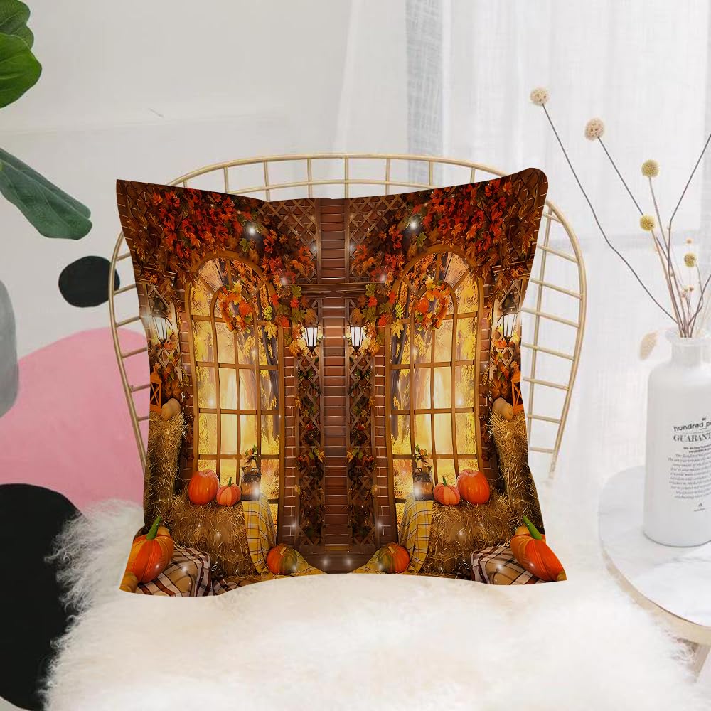 HYOSXW Cushion Cover,Throw Pillow Case Home Decorative for Living Room Bedroom Sofa Chair 16X16 Inch,House entrance decorated for traditional autumn holidays,Pillowcase 40X40cm