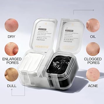 Dual Kaolin Clay Mask & Black Mask Clay - 2-in-1 Deep Pore Cleansing Facial Mask with Amazonian White Clay and Black Mud - Targeted T-Zone & U-Zone Care for Blackheads, Oil Control & Soothing - 4.94Oz