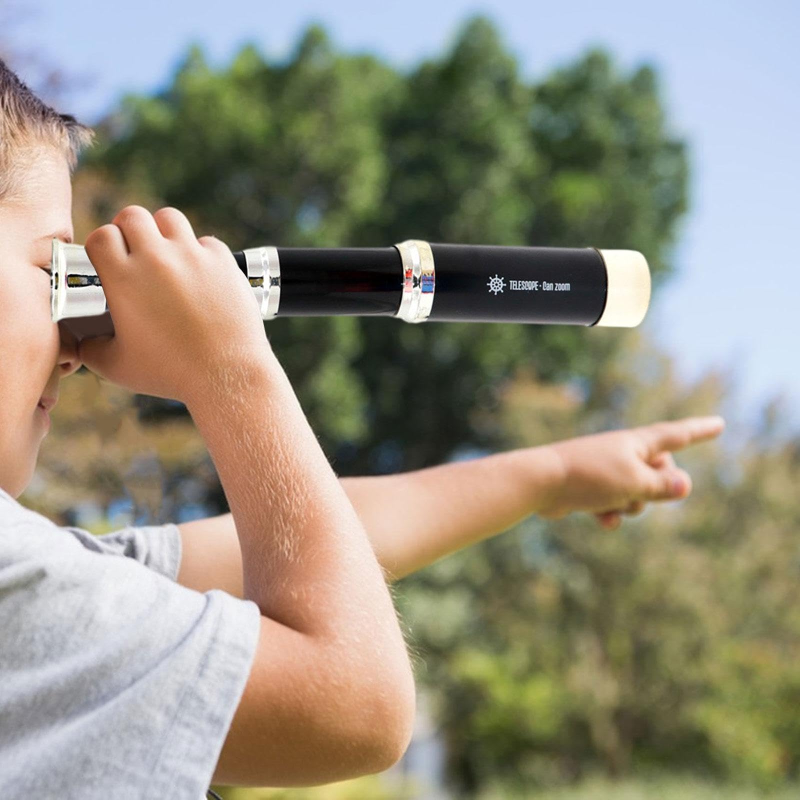 Einzelteleskop für Kinder, Einzelteleskop, Handteleskop, Taschenteleskop für Kinder, Schwarz