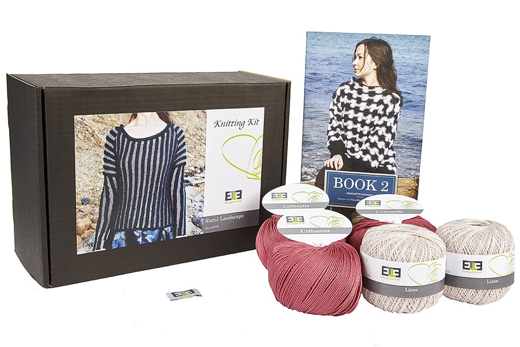 DesignEtteKnitting Kit Rural Landscape Linen/Cotton Light Pink/Old Dusty Rose XL