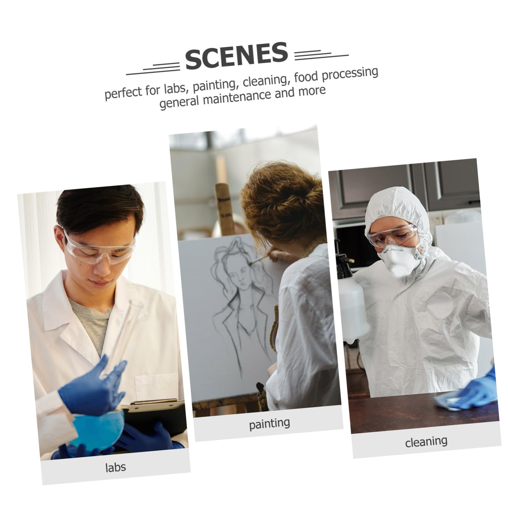 BESPORTBLE Camice da Laboratorio Usa e Getta Bianco 10 Pezzi Non Tessuto Maniche Lunghe Facile da Indossare per Laboratori e Lavorazione Alimentare Stili multipli