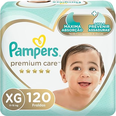 Fralda Descartável Pampers Premium Care – Tamanho XG, 120 Unidades – Proteção Suave com ajuste flexível e respirável, Ajuda a Prevenir Assaduras em seu Bebê, com Loção Hipoalergênica Menor preço em Fralda Descartável Pampers Premium Care – Tamanho XG, 120 Unidades – Proteção Suave com ajuste flexível e respirável, Ajuda a Prevenir Assaduras em seu Bebê, com Loção Hipoalergênica