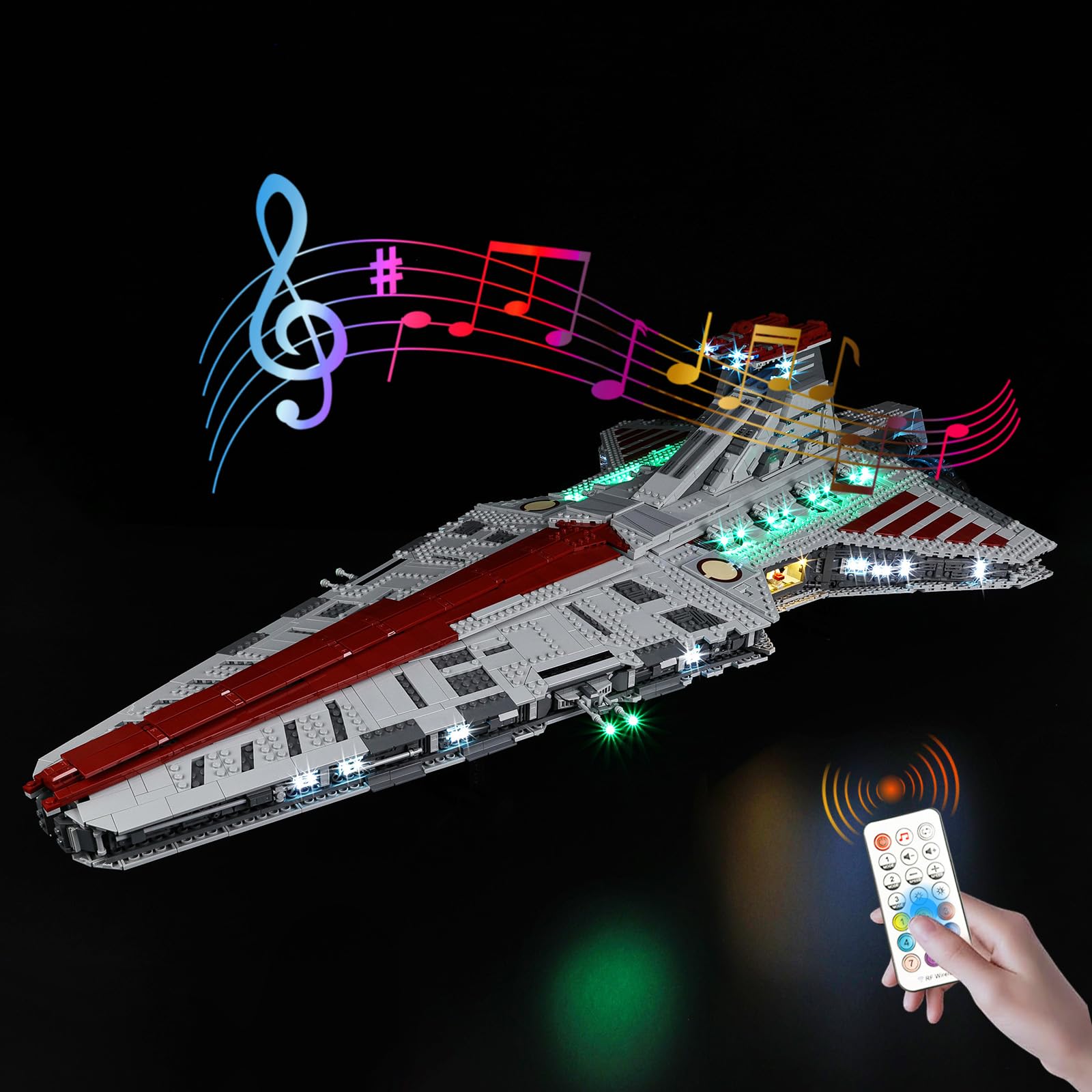 BrickSoul Light Kit Compatible with Lego Venator Class Republic Attack Cruiser 75367 Building Set, Upgrade RC Adjustable Lighting Mode with Music