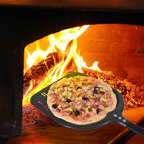 Miniatura 7 de VIKCOLEE Peeling perforado para pizza, 12 x 14 pulgadas, rectangular para torneado de pizza, profesional de aluminio anodizado antiadherente para