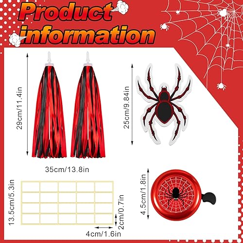 Miniatura 2 de 5 piezas de accesorios de bicicleta para niños, incluye 2 serpentinas de bicicleta para niños, campanas de araña para bicicleta, tablero de espuma