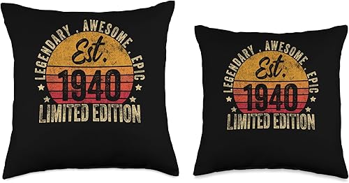 Miniatura 3 de 83rd Birthday Vintage 83 Year Old Est 1940 Limited Edition Throw Pillow