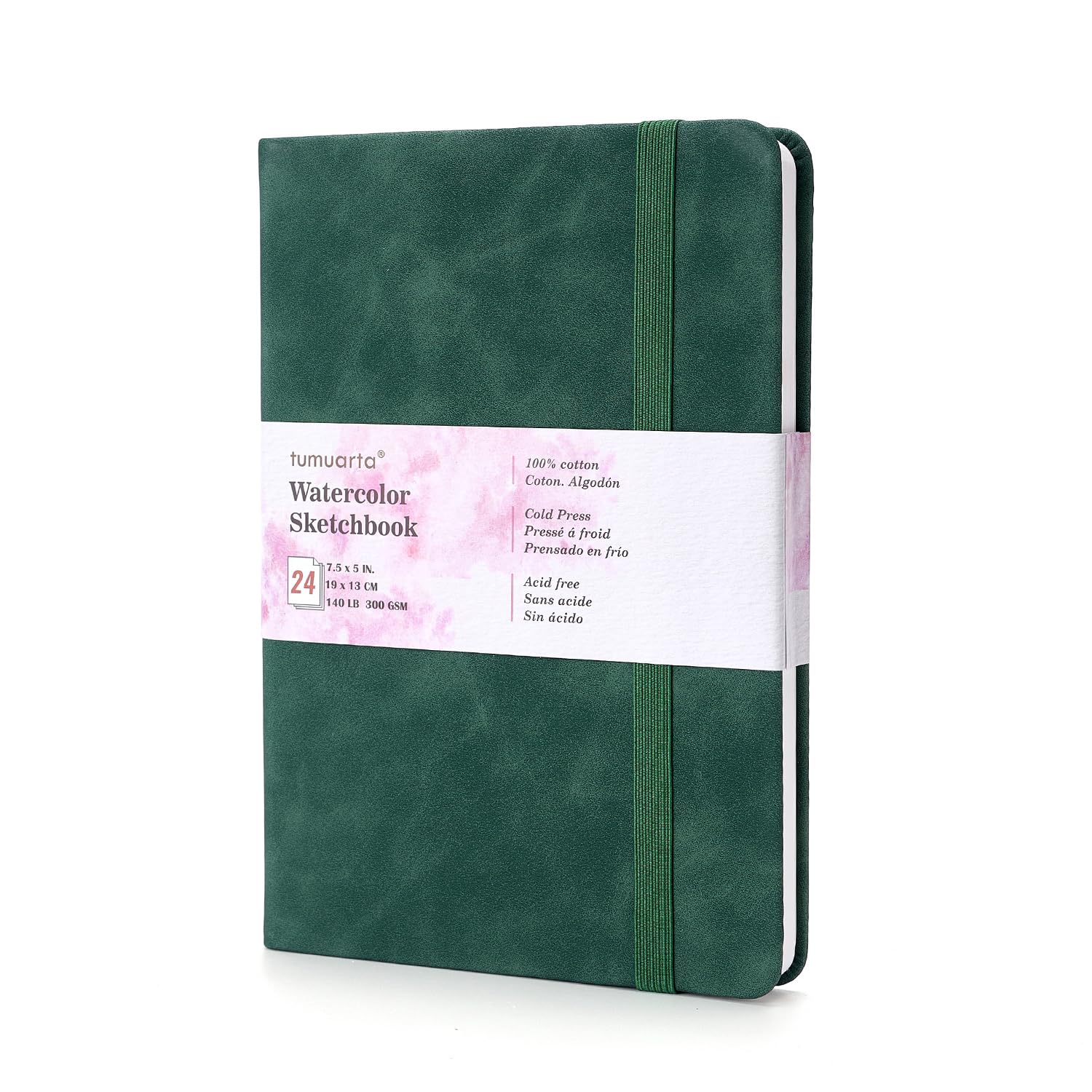 Watercolor Sketchbook, 19x13 CM, 300 GSM, 100% tumuarta Cotton Paper, Cold Press, Acid Free, 24 Sheets, 48 Pages, Watercolor Journal for Use As Travel Sketch Book and Mixed Media Pad On The Go