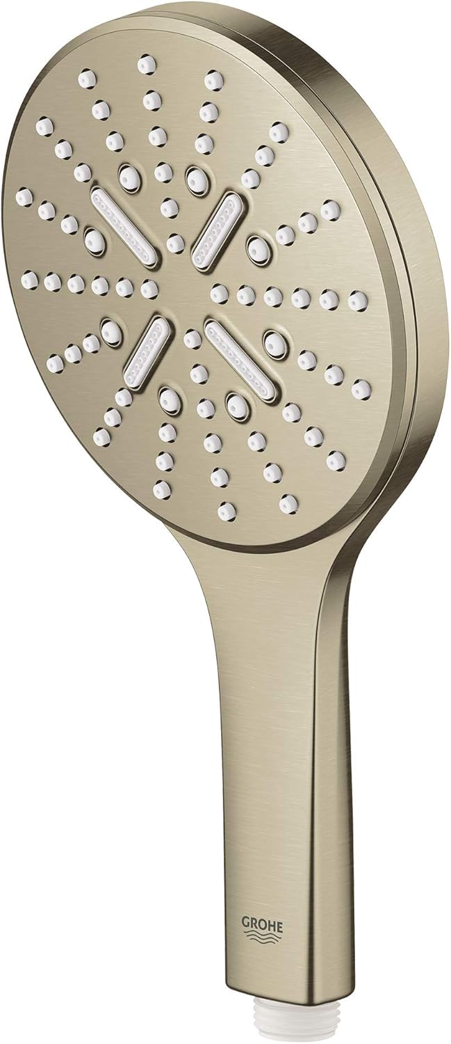GROHE 26545EN0 Rainshower 3-Setting Handheld Shower Head, Rain Jet Settings, Brushed Nickel Infinity