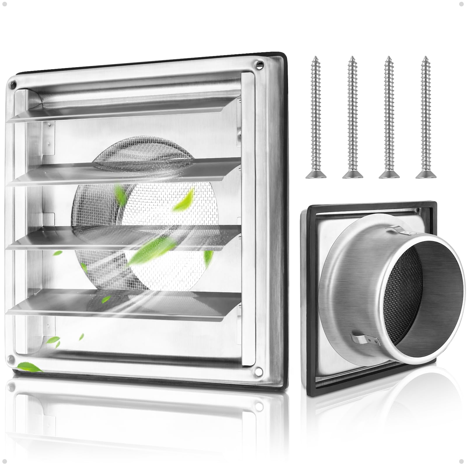 Grille de ventilation 150 mm inox anti-retour finis les courants d'air