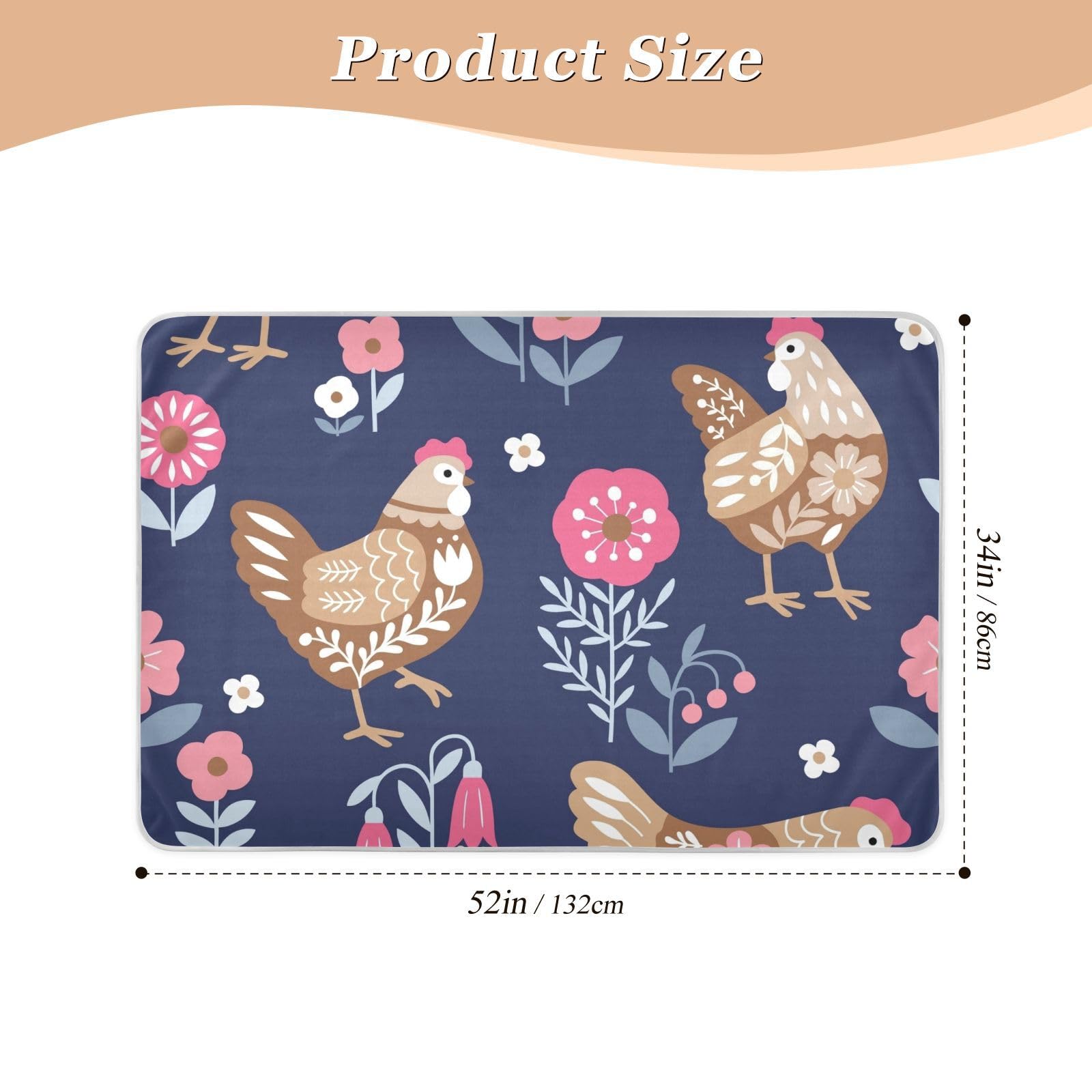Floral Hen and Summer Flowers Washable Bed Pads 34