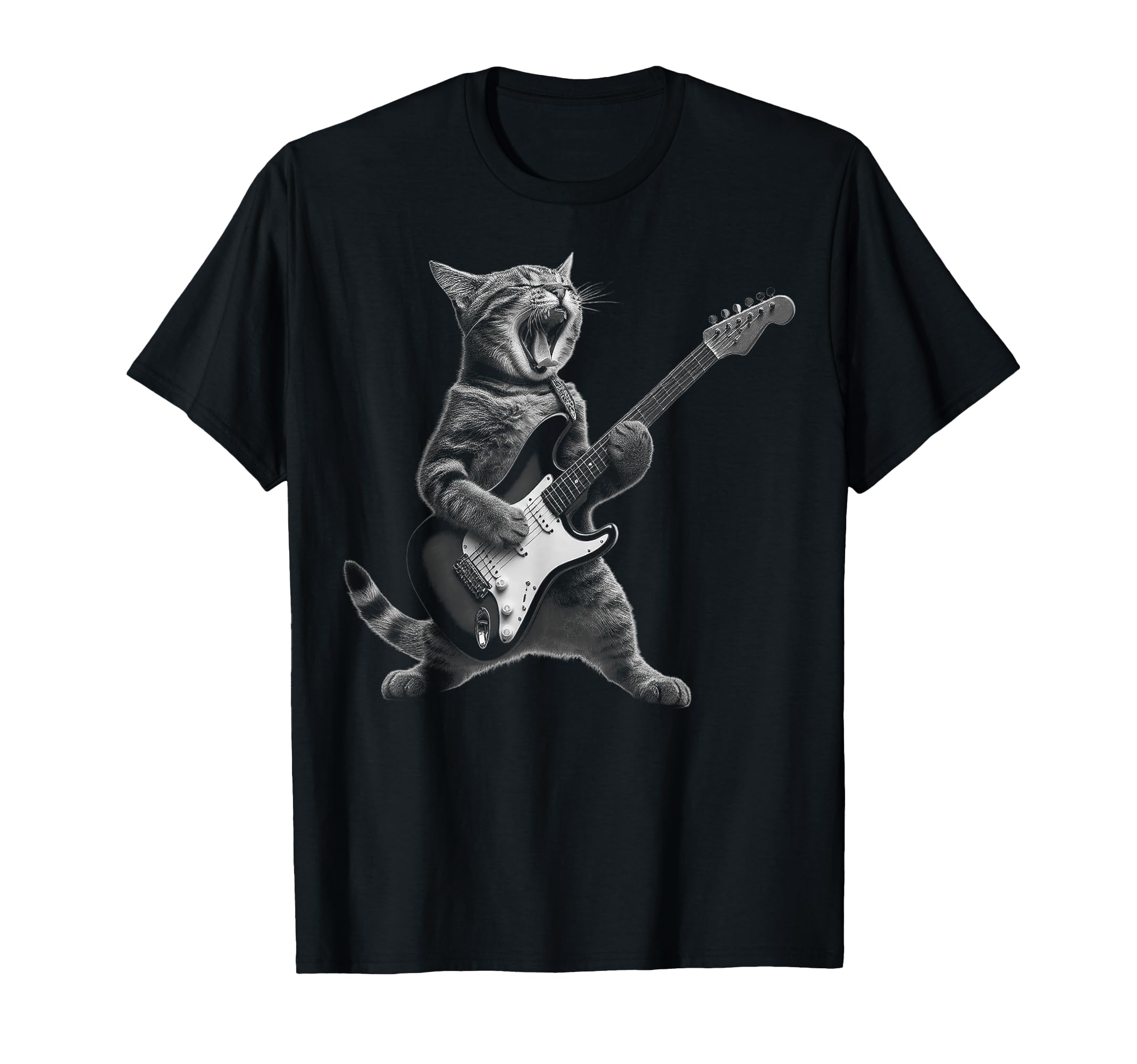 Funny Cat Playing Guitar Rock and Roll Gifts Men Women Kid T-Shirt