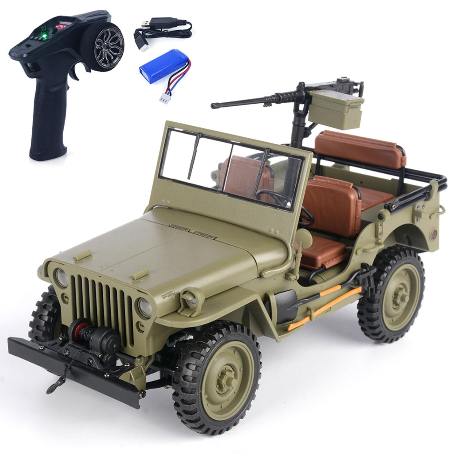 TOUCAN RC HOBBY HG 1/14 4x4 Electric Military Truck HG4 58 Convertible Off-Road Combat Vehicle Remote Controlled Car 2-Speed Light Sound Motor Model for Hobby