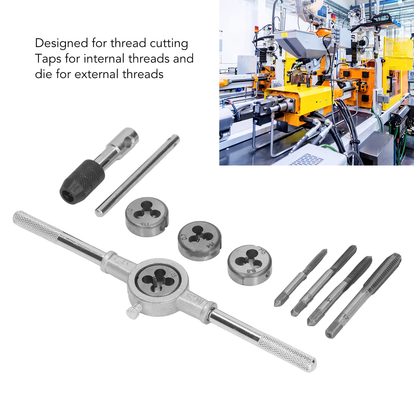 Set di filiere per maschiatura 10 pezzi in acciaio M4 M5 M6 M8 conico, spessore filiera per maschiatura, utensile metrico, piastra per denti, filettatura, rinnovamento, creazione, riparazione, kit d
