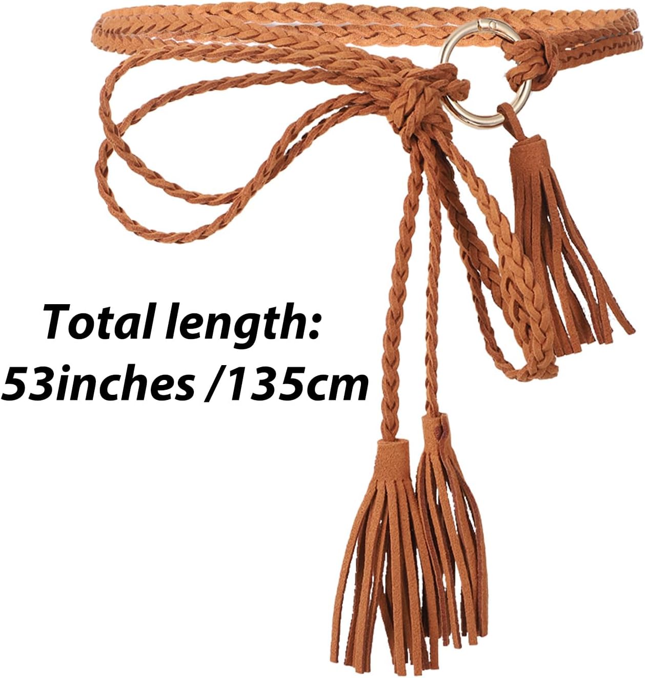 Women's Tassel Braided Waist Belt for Christmas Thin Knotted Belt Tie Skinny Woven Belts for Dress Boho Waist Belts Rope Chain for Skirt Dress Pants - Image 2