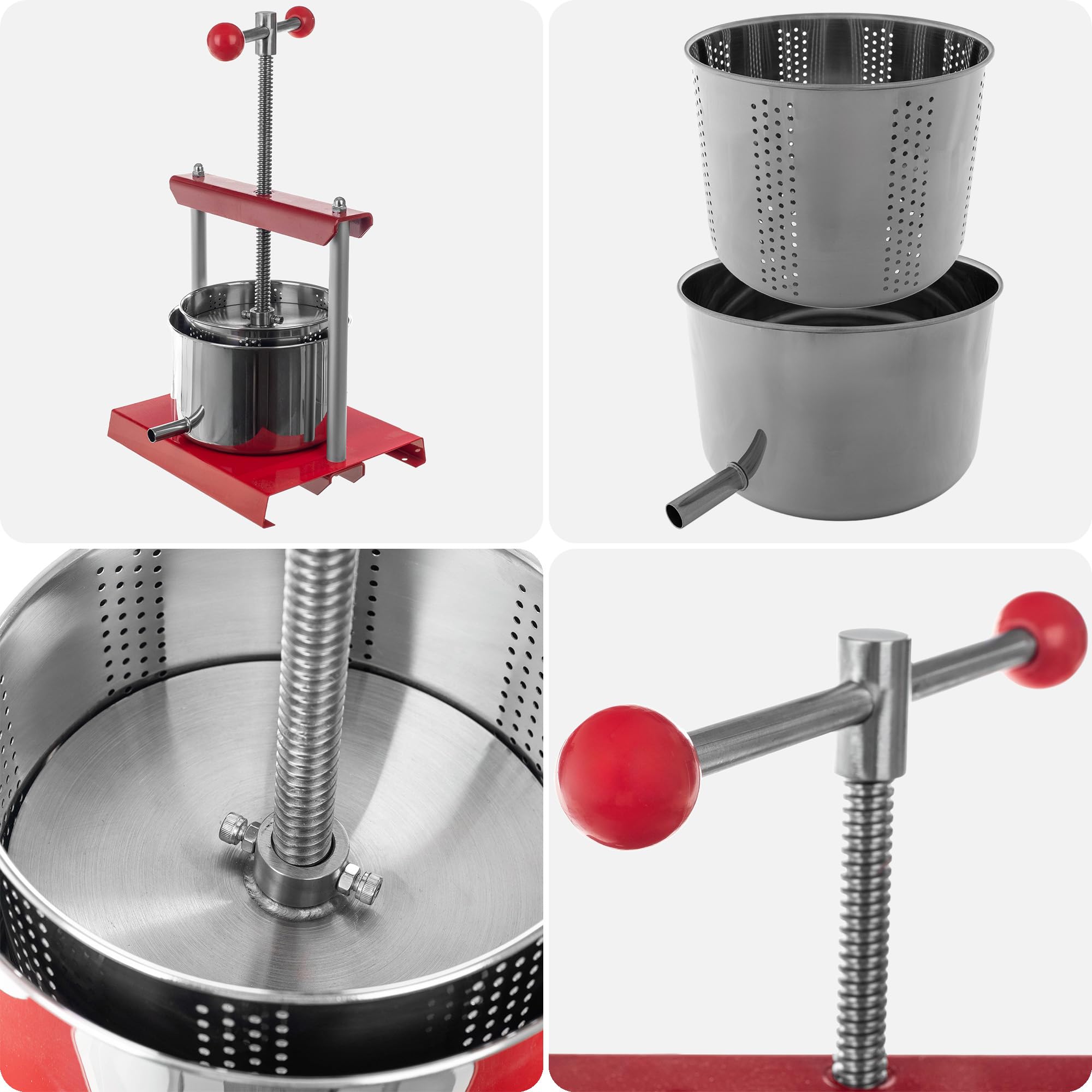 KADAX Obstpresse 2 Liter, Weinpresse, Manuelle Saftpresse mit Handkurbel, Obstmühle, Fruchtpresse, Entsafter für Weintrauben, Maischepresse, Traubenmühle