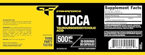Miniatura 5 de Primaforce TUDCA (ácido tauroursodesoxicólico) 30 porciones, 500 mg de Tudca por porción | Sales biliares de alta calidad, sin gluten, suplemento