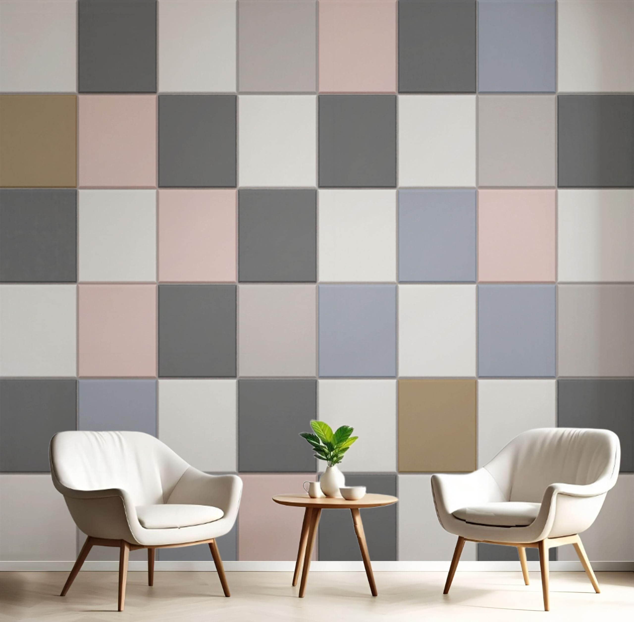 Papier Peint Damier Bicolore gris anthracite au design moderne et minimaliste