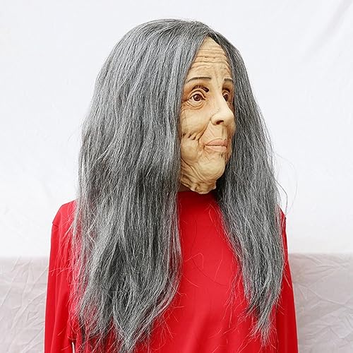 Miniatura 4 de Muised Máscara de látex humano de cabeza completa para mujer, máscara de abuela para mujer, disfraz de Halloween, cosplay, fiesta, baile de