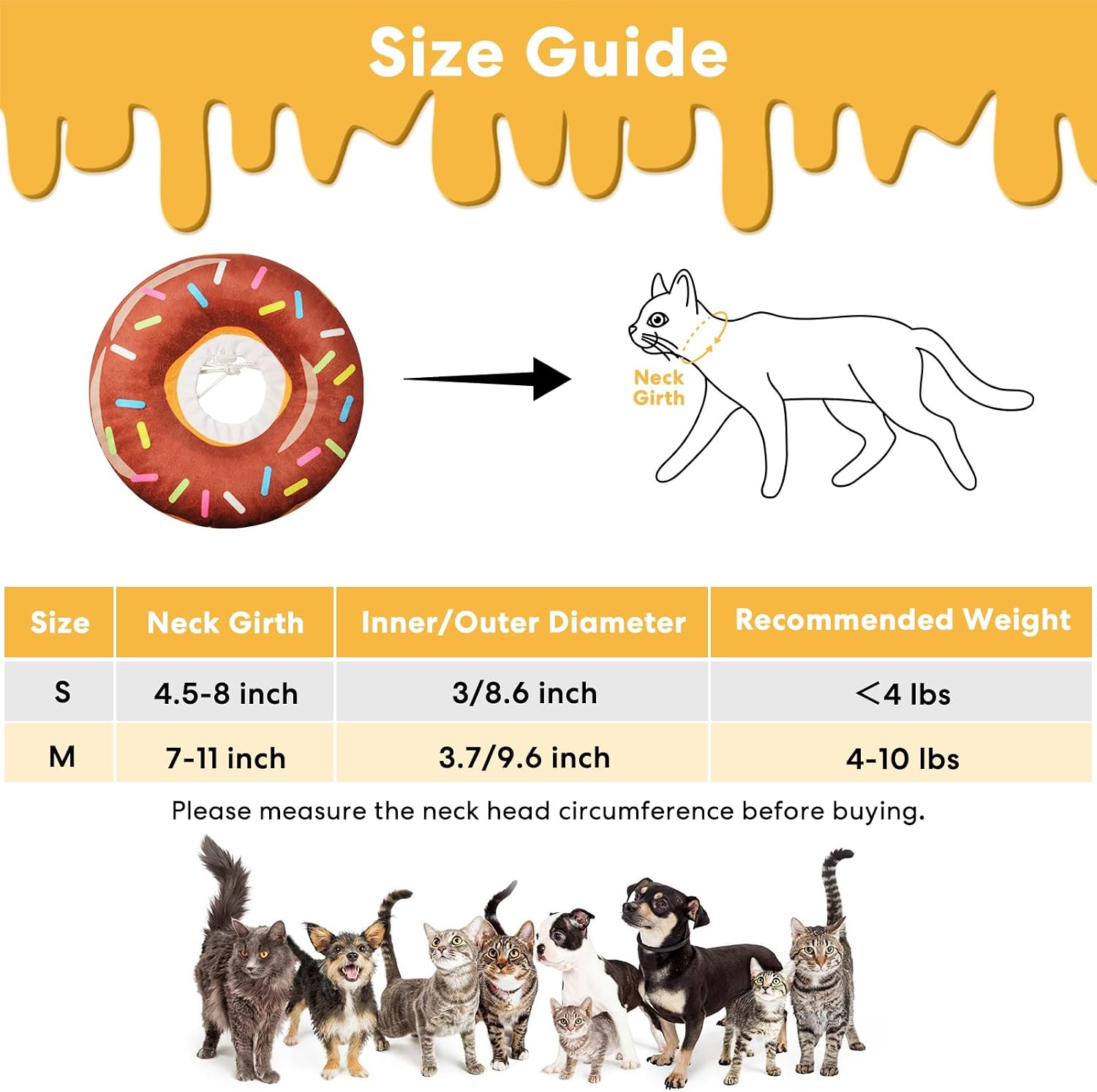 Cat Cone Collar Soft, Cat Donut Collar, Adjustable Cat Surgery Collar for Wound Healing, Elizabeth Collars are Suitable for Cats, Kittens, Puppies, Puppies After Surgery