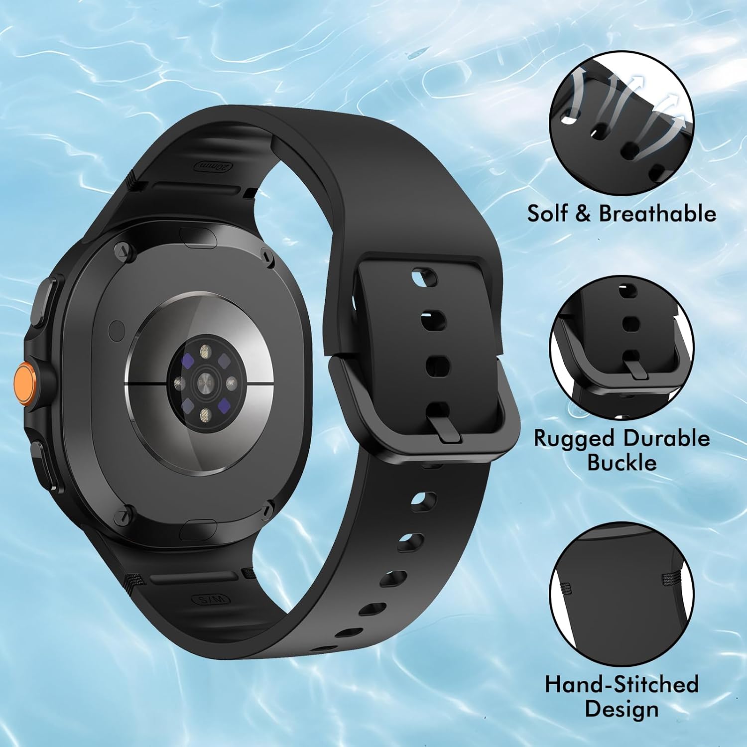 Sport Bands Compatible for Samsung Galaxy Watch 8 44mm 40mm/Galaxy Watch 8 Classic 46mm,Soft Strap Silicone Replacement No Gap Wristband Men Women - Image 2