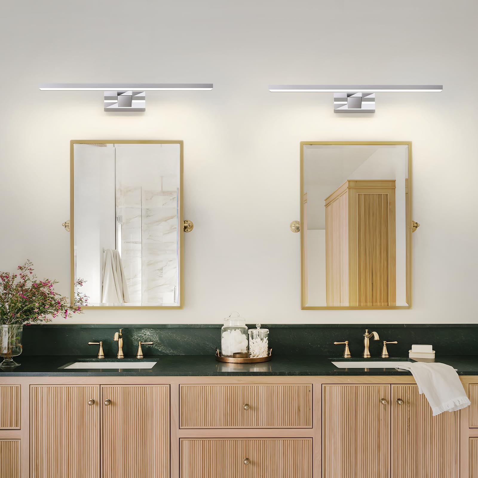 LED Aplique Espejo Baño 60CM 12W Lámpara Aplique de Espejo para | Baño 4000K ámpara de Espejo IP44 Luces de Espelho Resistente al Agua para baño y Armario con Espejo