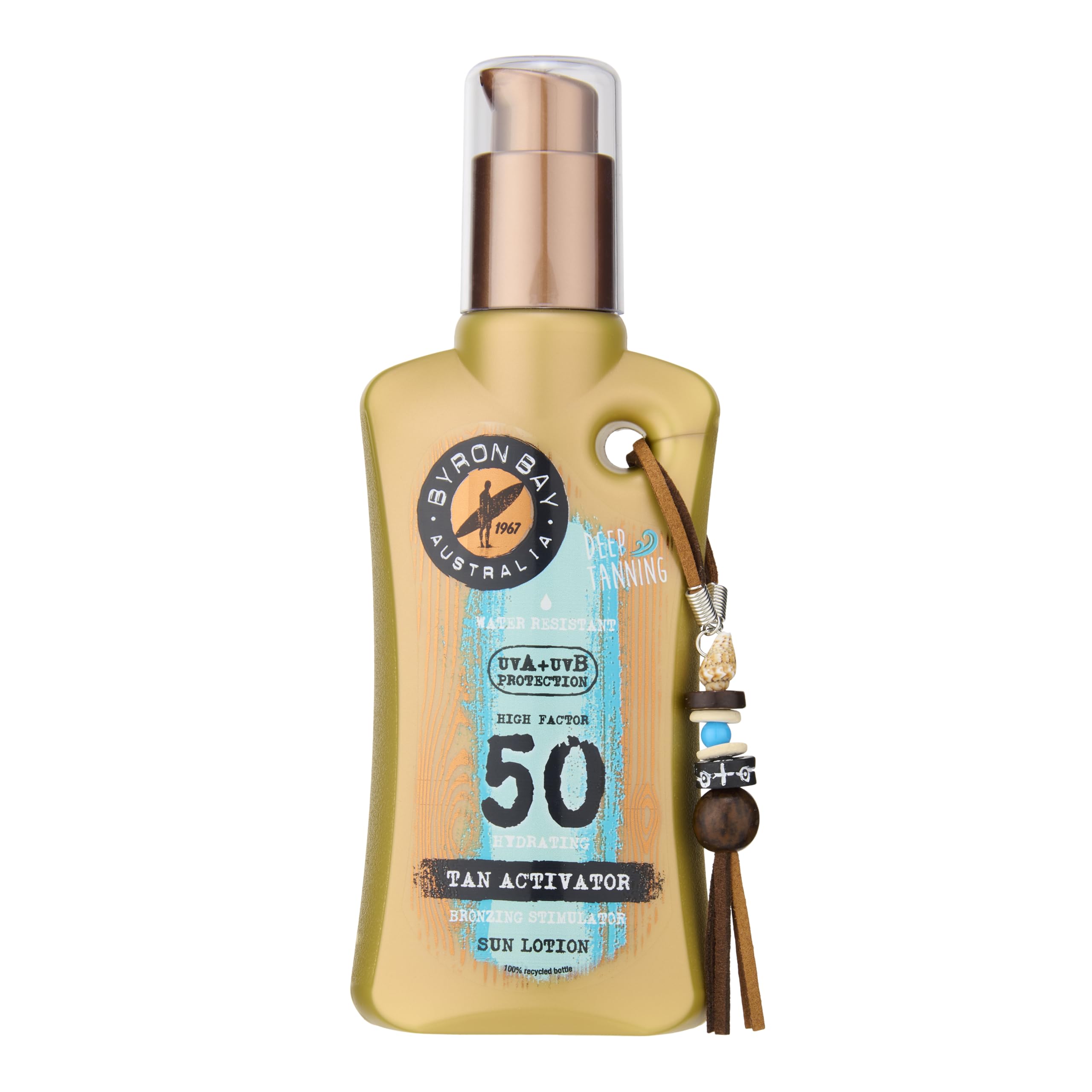 Byron Bay Australia Sun Cream Lotion SPF 50 - Sunscreen with Bronzing & Tanning Activators For A Deeper Tan, UVA & UVB Protection, Non-Greasy, Water-Resistant, No White Marks, Reef-Safe - 200ml