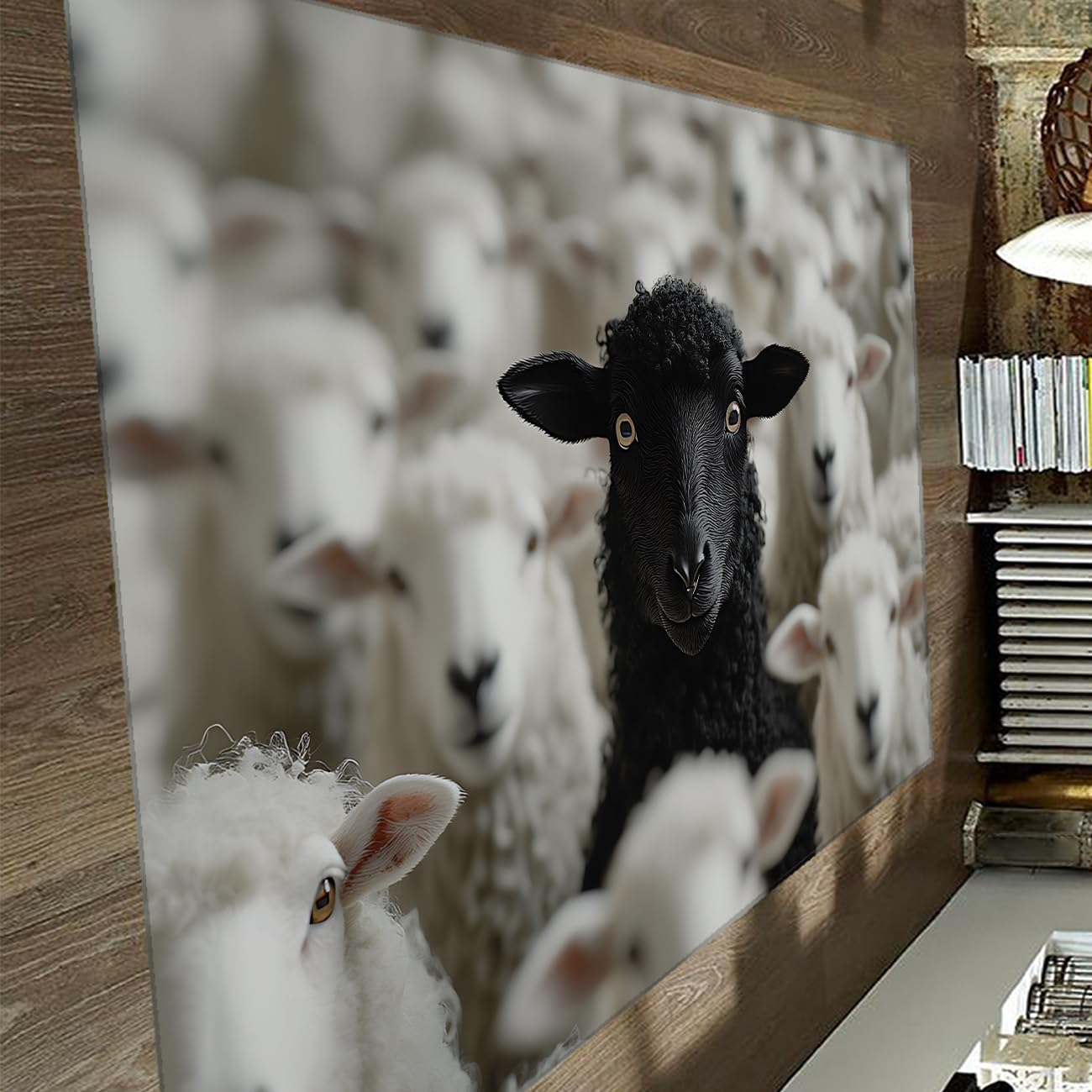 Tapis de sol créatif mouton noir 180x240 cm déco salon de ferme