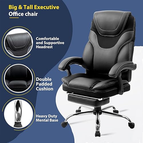 Miniatura 5 de Silla de oficina de masaje, silla de oficina con reposapiés, silla de oficina de respaldo alto con reposabrazos, sillas ergonómicas de escritorio de