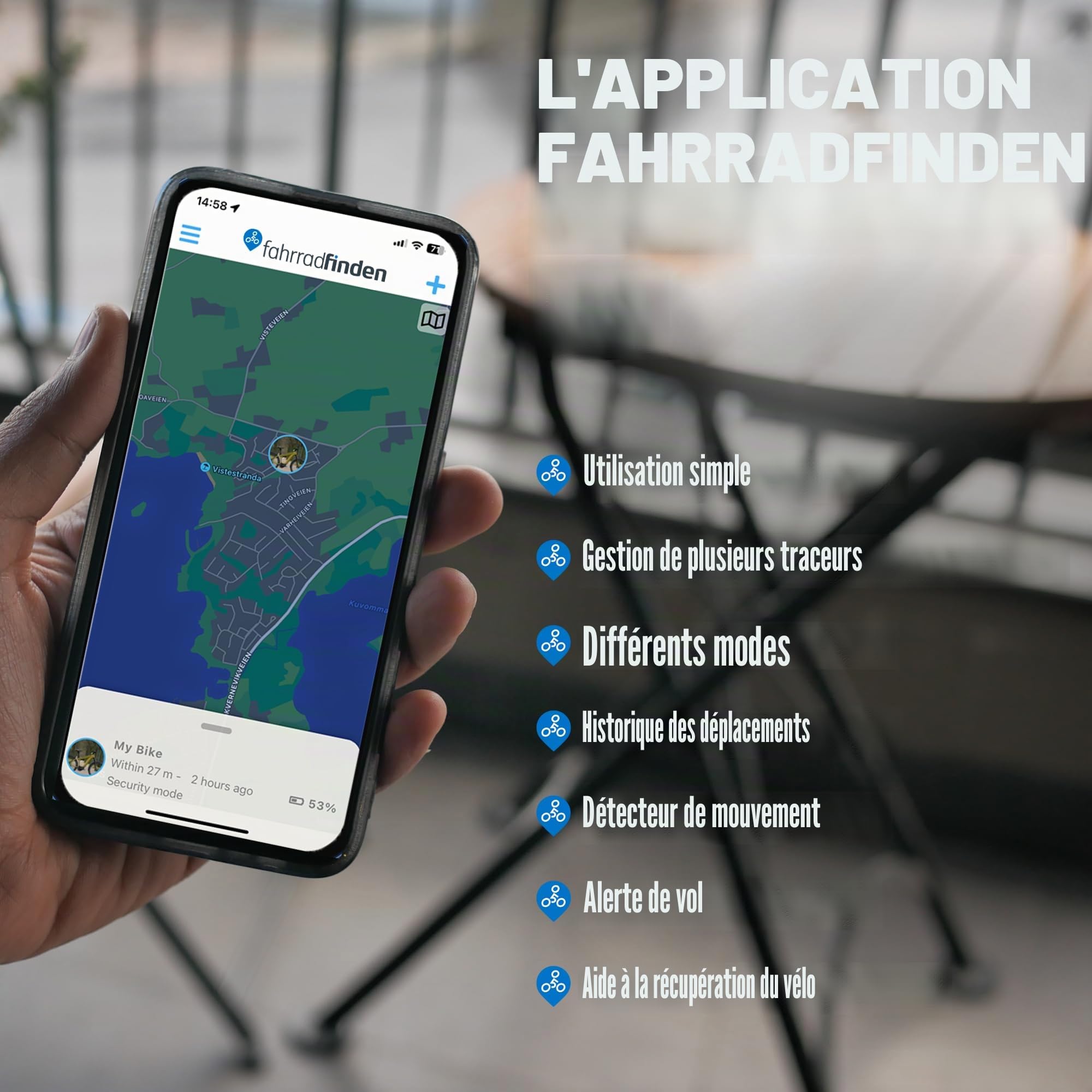 BikeFinder Traceur GPS Caché Guidon Localisation Protection Vol SIM Abonnement Requis