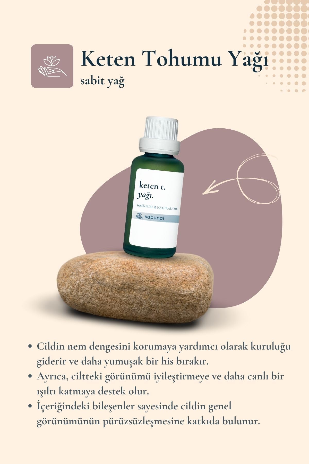 Keten Tohumu Yağı 30 ml - Cilt Nemlendirici ve Sebum Dengeleyici