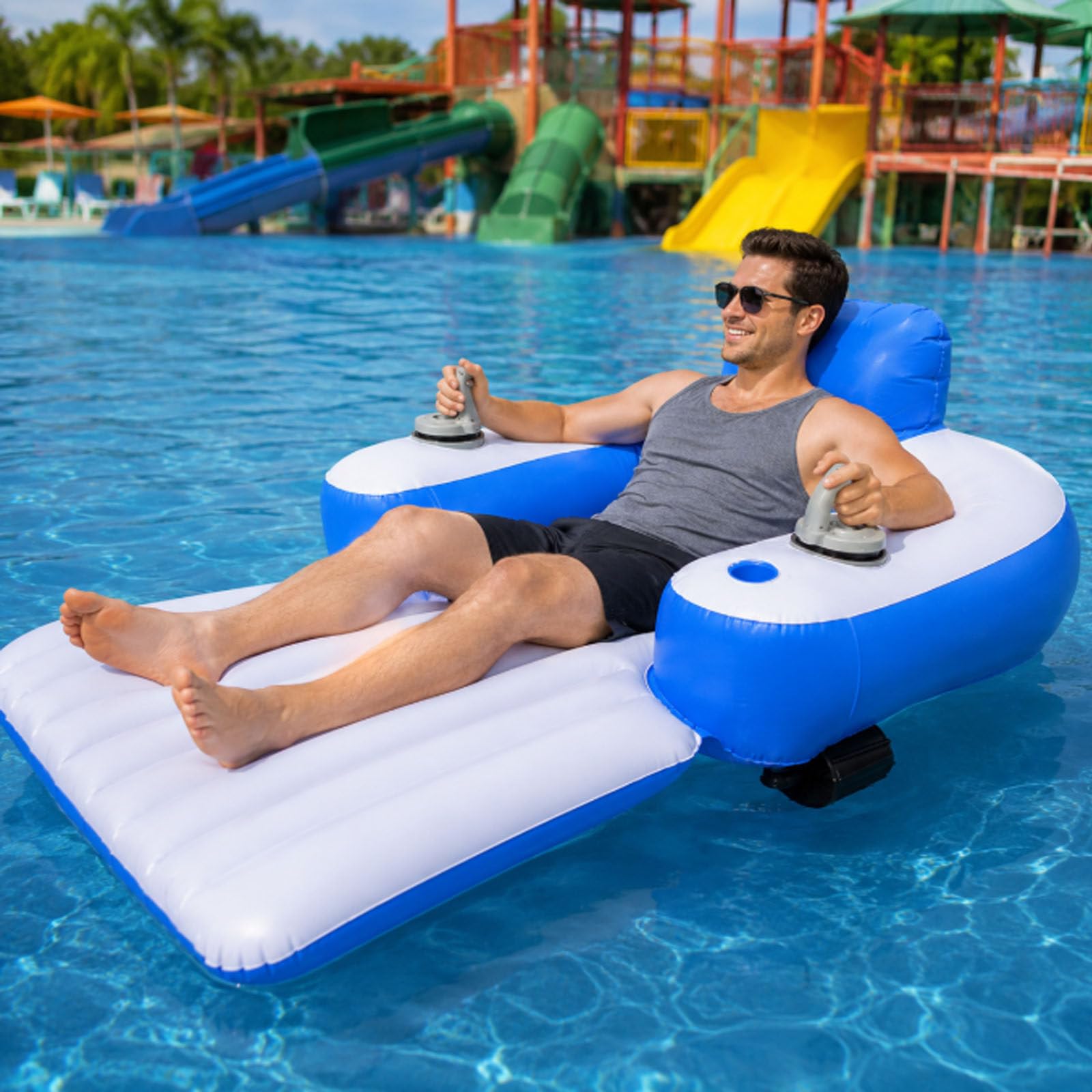 smafoseedding Motorized Inflatable Water Blob,Electric Inflatable Pool Lounger & Motorized Pool Float Chair, 50w Drive, 360° Rotation,40-Min Runtime, Drift & Spin On Lake, River & Pool